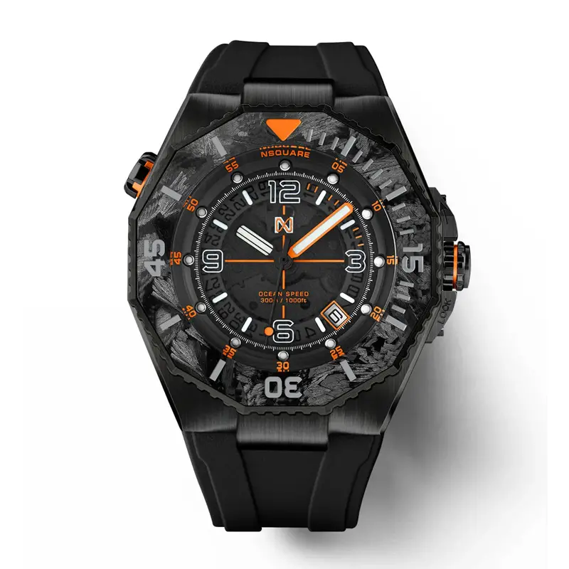 Nsquare Ocean Speed Diver Swiss Black Rubber Strap Men's Watch - Ns27.1 1
