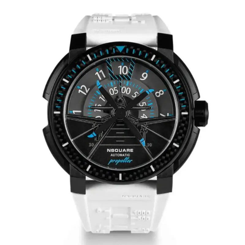 Nsquare Propeller Automatic Limited Edition White Rubber Strap Men's Watch - N26.3 1