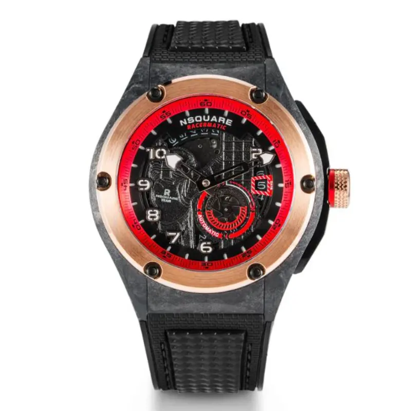 Nsquare Racermatic Black Rubber Strap Men's Watch - N38.3 1