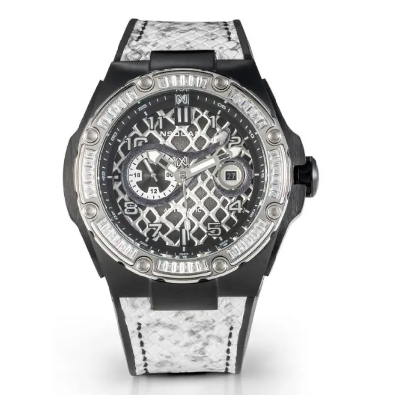 Nsquare Snake Embossing Premium White Rubber Strap Men's Watch - N51.2 1