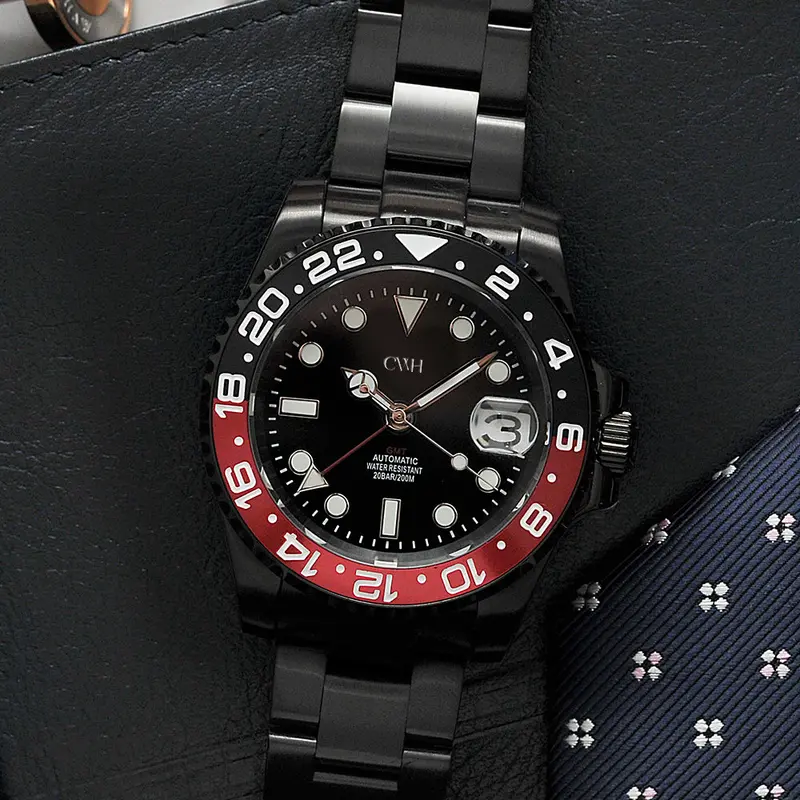 Obsidian Ember - Cwh Special Custom Collective Gmt Master Date Display Pvd Black Stainless Steel Men’S Automatic Watch Ch-Mod-M20 1