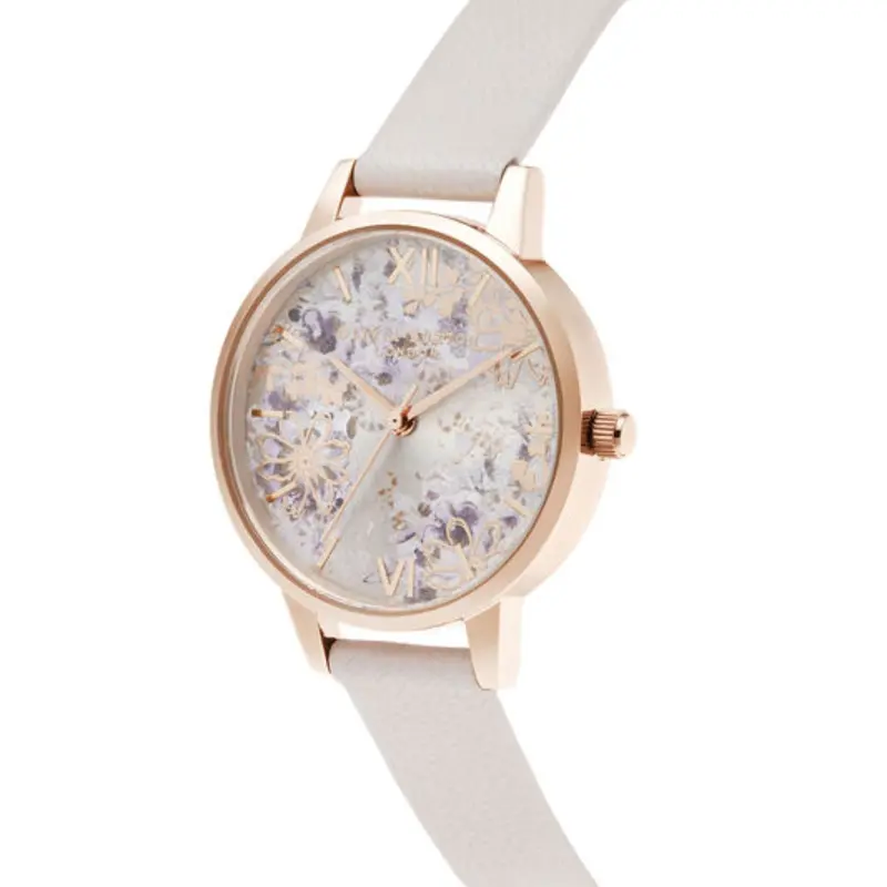 Olivia Burton Abstract Floral Midi Pearl Pink & Rose Gold Ob16vm47 Women's Watch 2