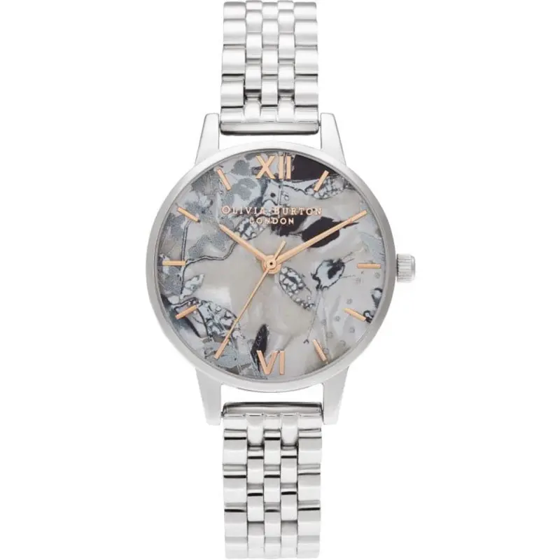 Olivia Burton Abstract Florals Dial Silver Stainless Steel Strap Women Watch Ob16vm38 1