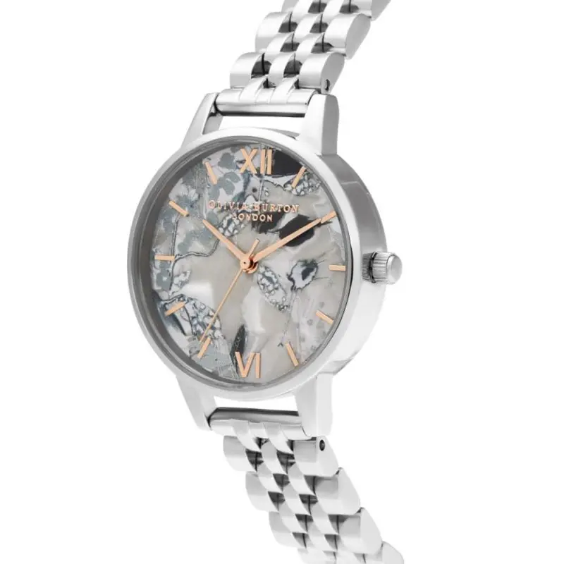 Olivia Burton Abstract Florals Dial Silver Stainless Steel Strap Women Watch Ob16vm38 2