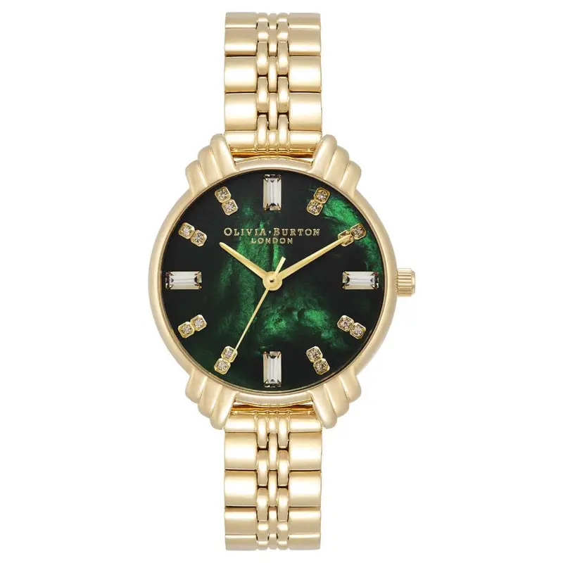 Olivia Burton Art Deco Green Dial Gold Stainless Steel Strap Women Watch Ob16dc02 1