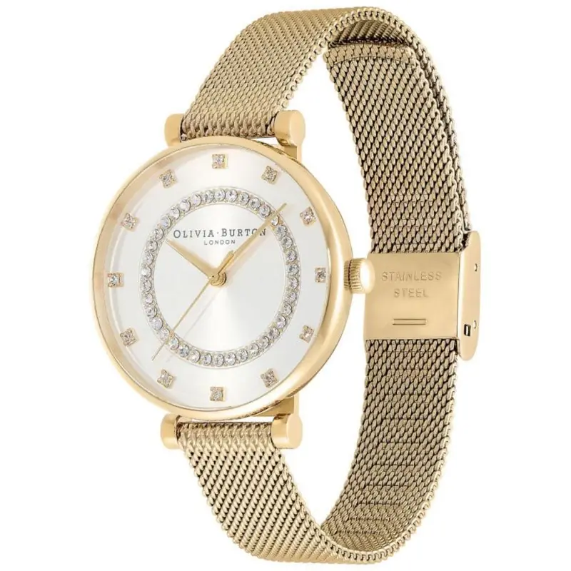 Olivia Burton Belgrave White And Gold Mesh Strap Women Watch 24000005 2