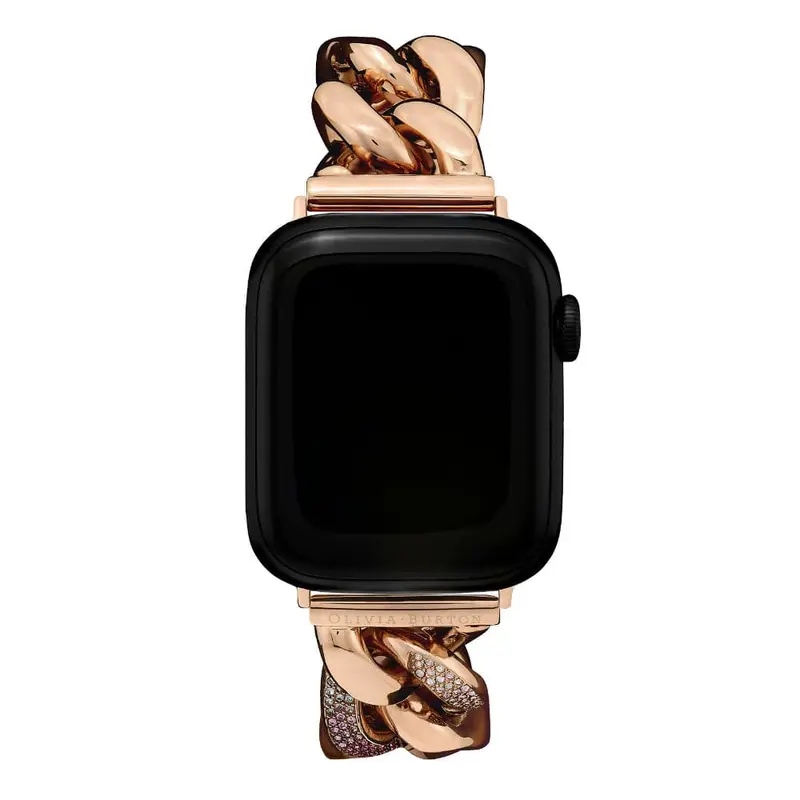 Olivia Burton Black Dial Rose Gold Rainbow Stainless Steel Strap Women Watch 24300005 1