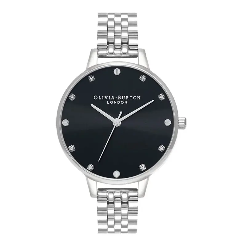 Olivia Burton Black Dial Silver Stainless Steel Strap Women Watch Ob16se20 1