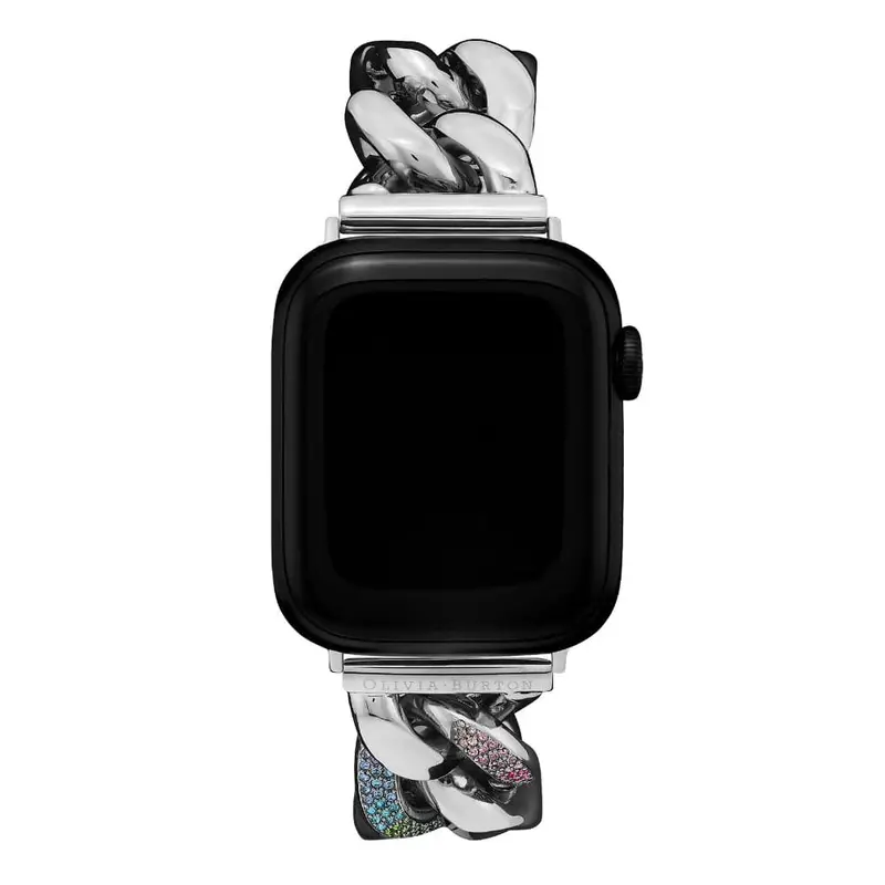 Olivia Burton Black Dial Silver Strap With Rainbow Strap Women Watch 24300004 1