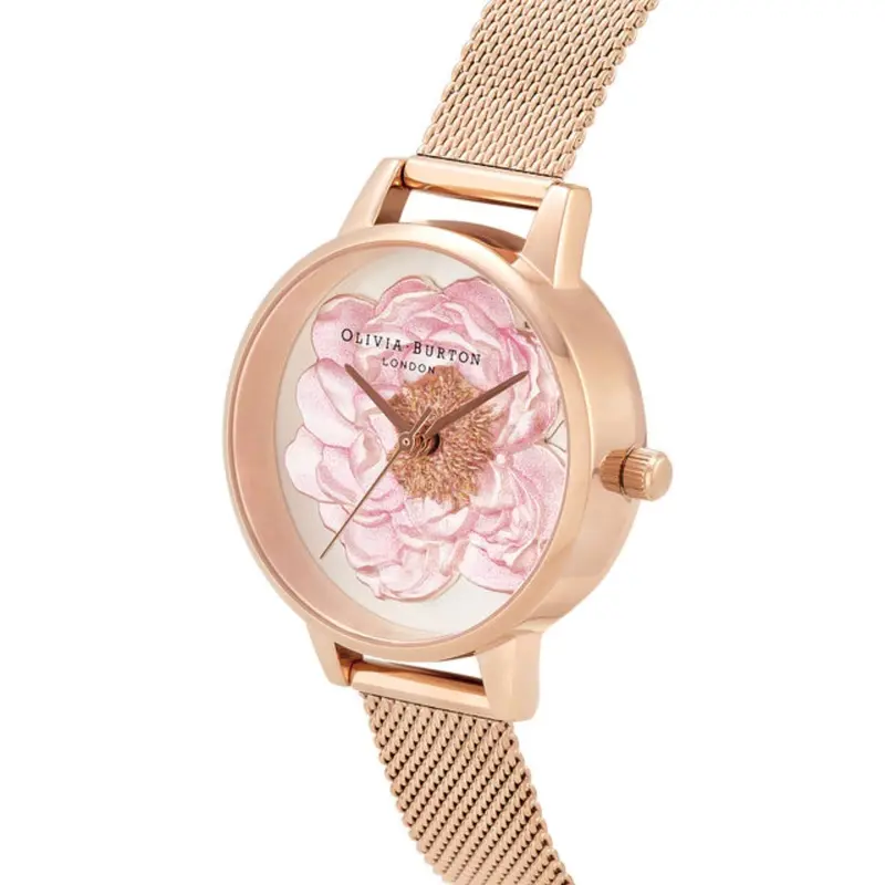 Olivia Burton Blossom Midi Dial Rose Gold Mesh Women's Watch Ob16fs112 2
