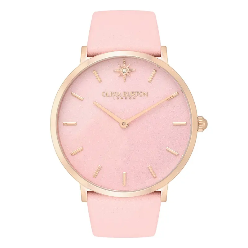 Olivia Burton Celestial Pink Dial And Leather Strap Women Watch 24000069 1