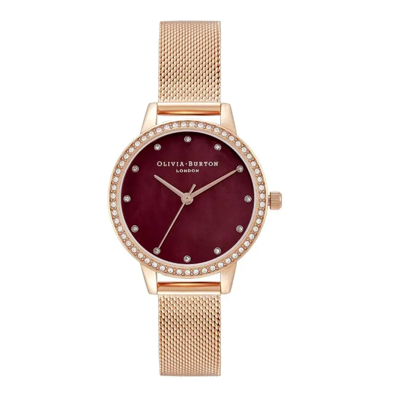 Olivia Burton Classic Burgundy Dial With Rose Gold Strap Women Watch Ob16md102 1