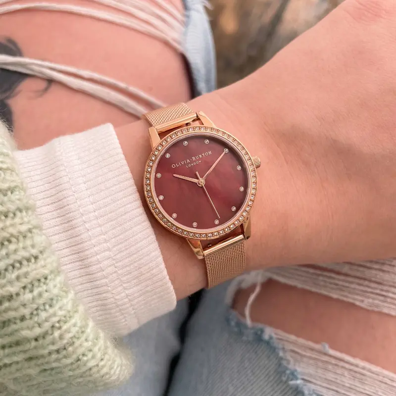 Olivia Burton Classic Burgundy Dial With Rose Gold Strap Women Watch Ob16md102 2