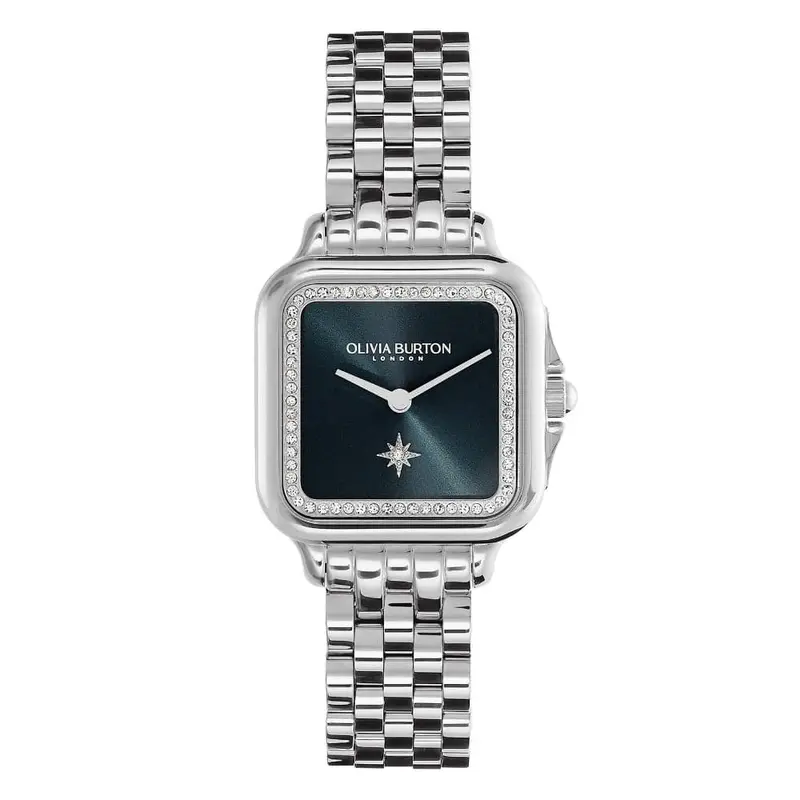 Olivia Burton Classic Grosvenor Blue Dial Stainless Steel Strap Women Watch 24000083 1