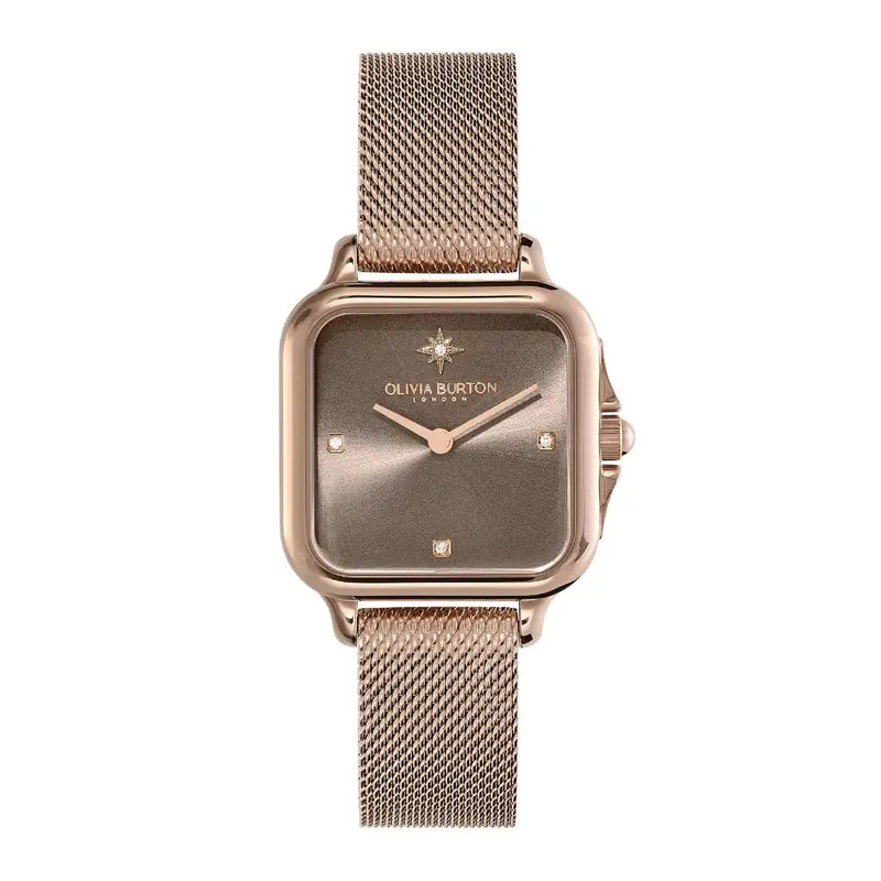 Olivia Burton Classic Grosvenor & Carnation Gold Milanese Strap Women Watch 24000088 1