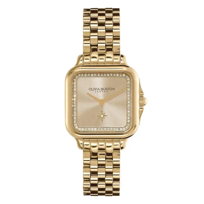Olivia Burton Classic Grosvenor Gold Dial Stainless Steel Strap Women Watch 24000084 1