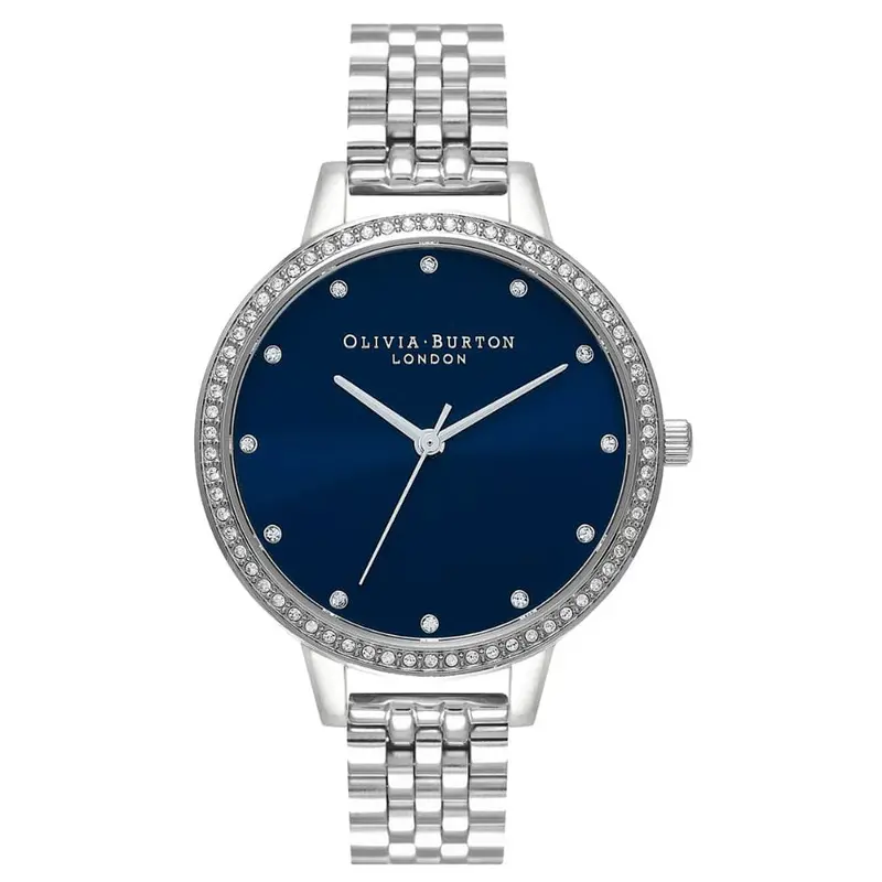 Olivia Burton Classic Sparkle Bezel Demi Dial Midnight & Silver Bracelet Watch Ob16de12 1