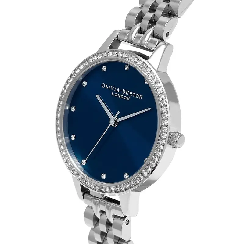 Olivia Burton Classic Sparkle Bezel Demi Dial Midnight & Silver Bracelet Watch Ob16de12 2