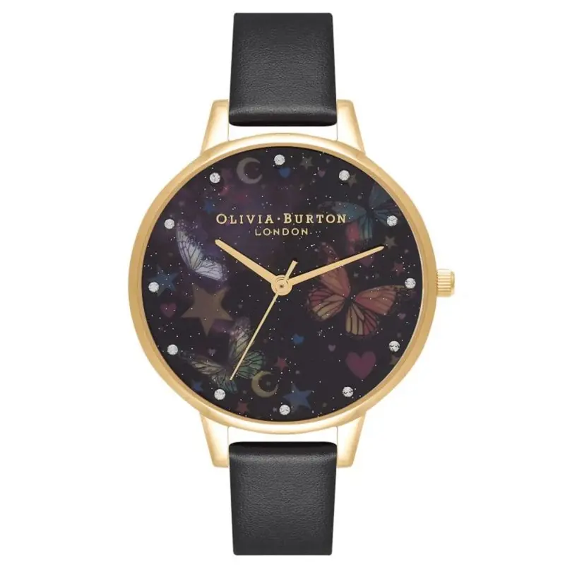 Olivia Burton Demi Night Garden Butterflies Ob16wg82 Black & Gold Women's Watch 1