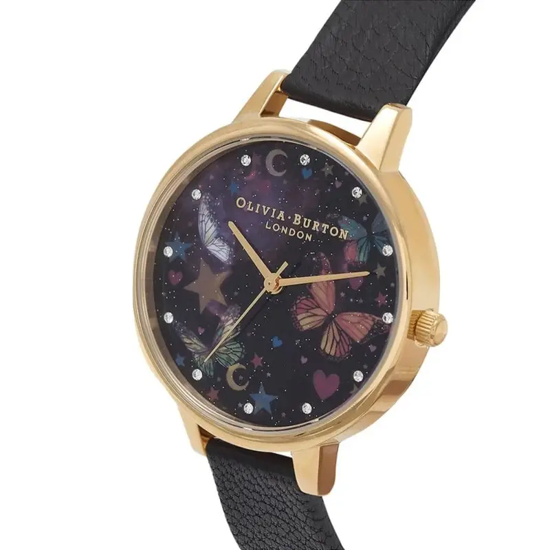 Olivia Burton Demi Night Garden Butterflies Ob16wg82 Black & Gold Women's Watch 2