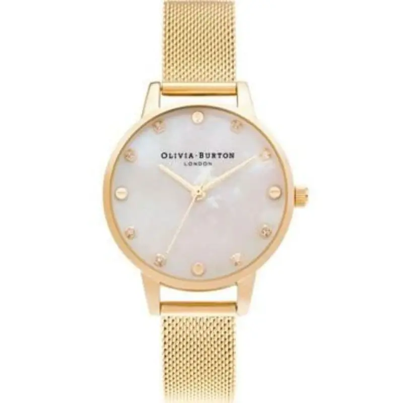 Olivia Burton Detail Pale Gold Mesh Ob16se08 Women's Watch 1