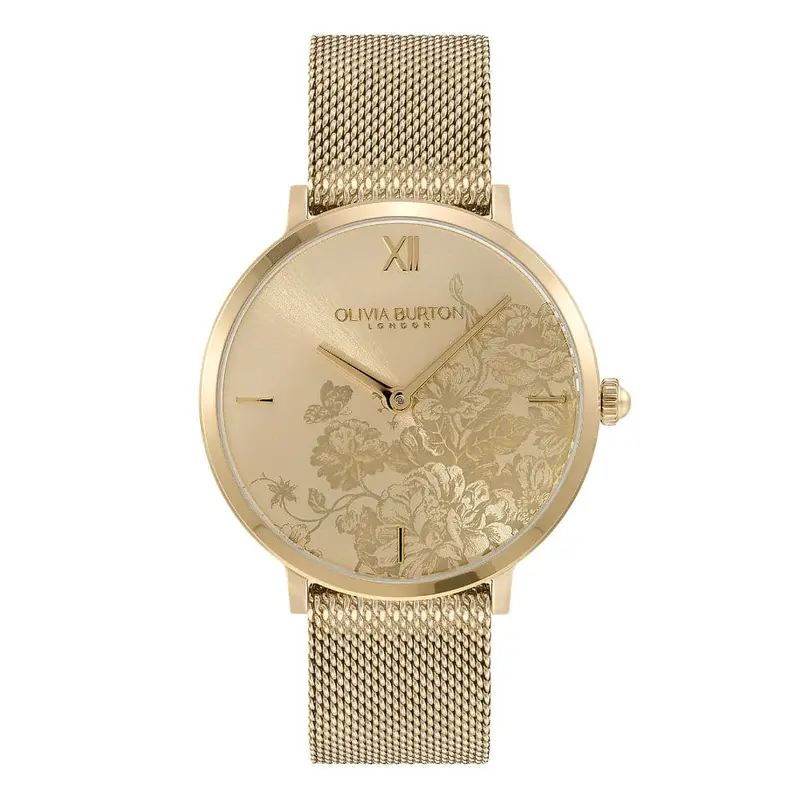 Olivia Burton Floral Blooms Gold Dial Milanese Strap Women Watch 24000114 1