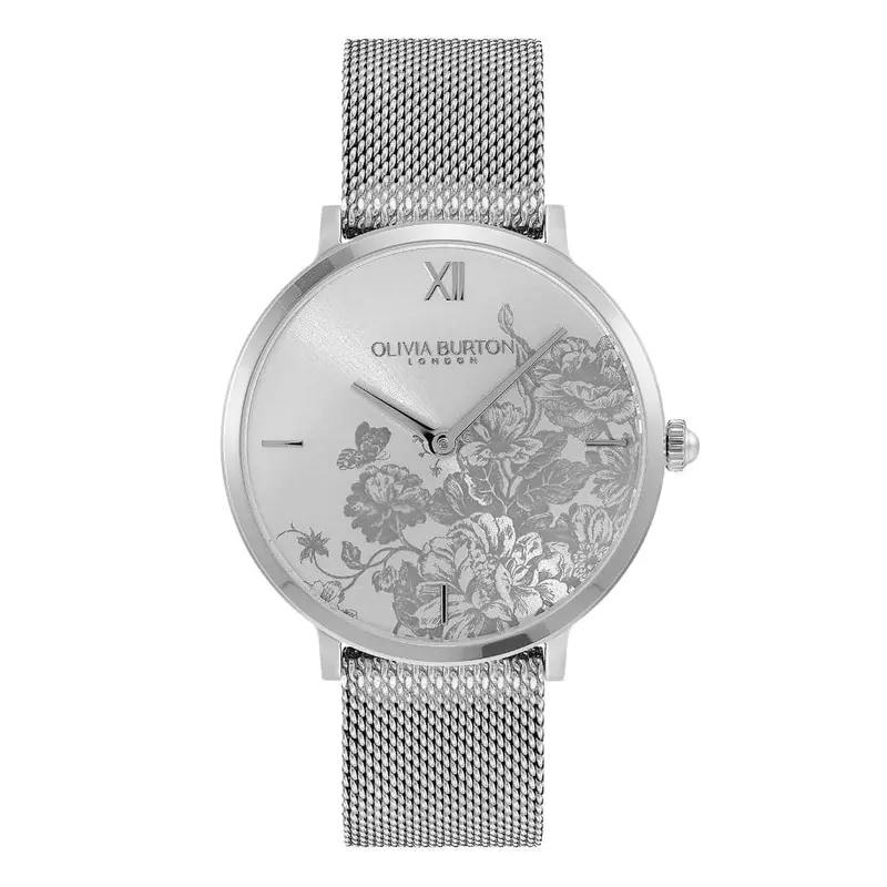 Olivia Burton Floral Blooms Silver Dial Milanese Strap Women Watch 24000115 1