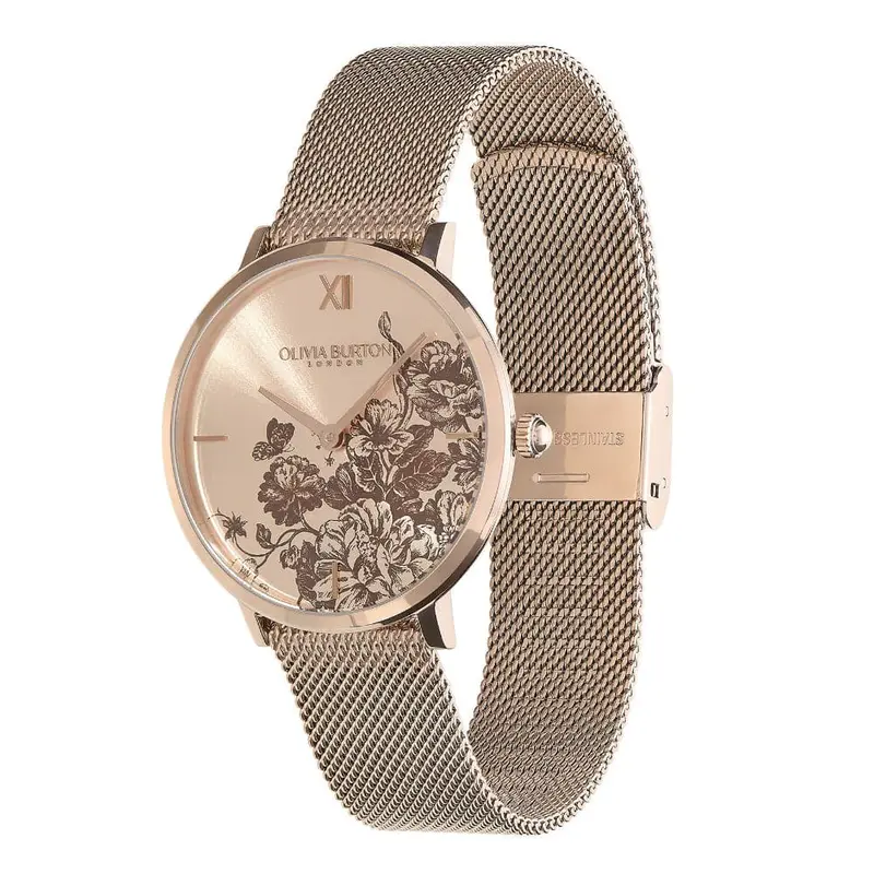 Olivia Burton Floral Blooms Ultra Slim Blush & Carnation Strap Women Watch 24000116 2