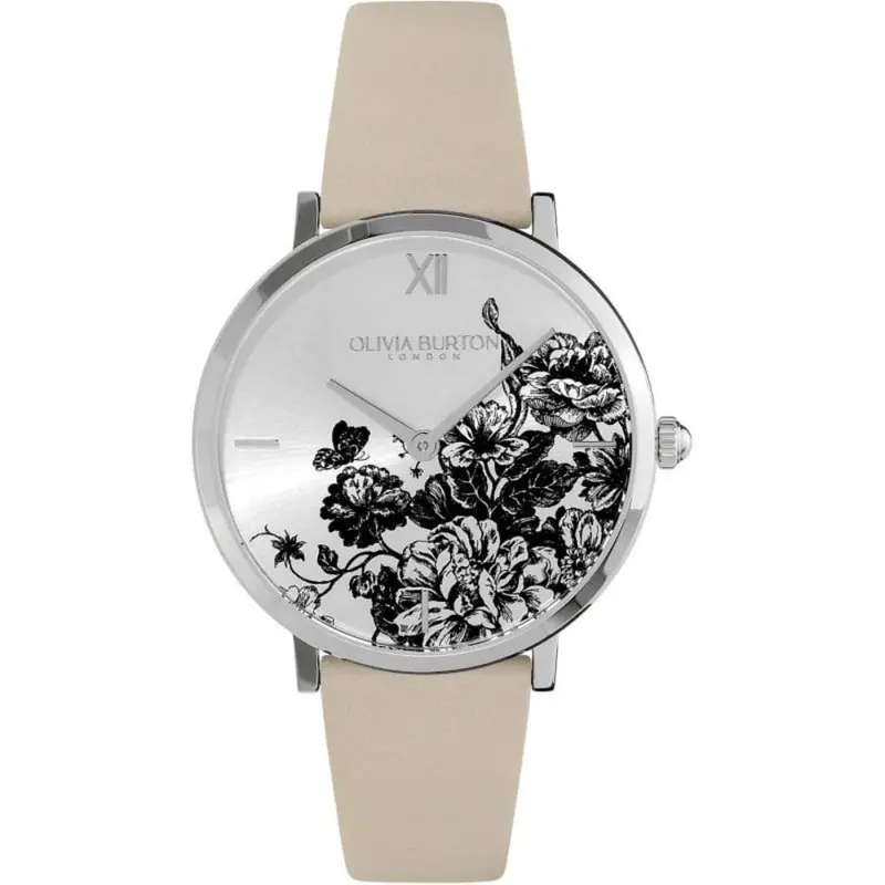 Olivia Burton Floral Dial Antique Pearl Leather Women Watch 24000113 1