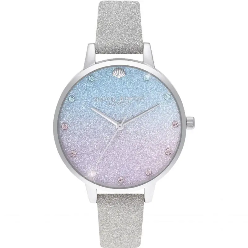 Olivia Burton Glitter Gray Leather Strap Women Watch Ob16us49 1