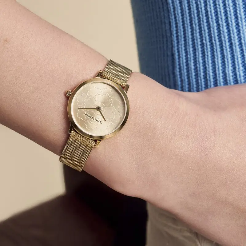 Olivia Burton Gold Dial Milanese Strap Women Watch 24000058 2