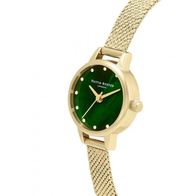 Olivia Burton Green Dial Gold Milanese Strap Women Watch Ob16mn12 2