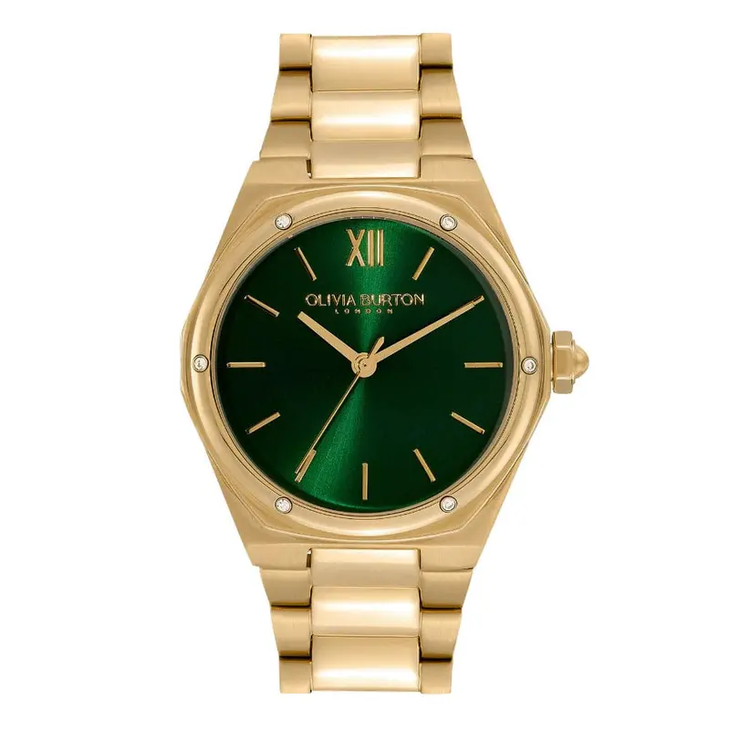 Olivia Burton Green Dial Gold Stainless Steel Strap Women Watch 24000029 1