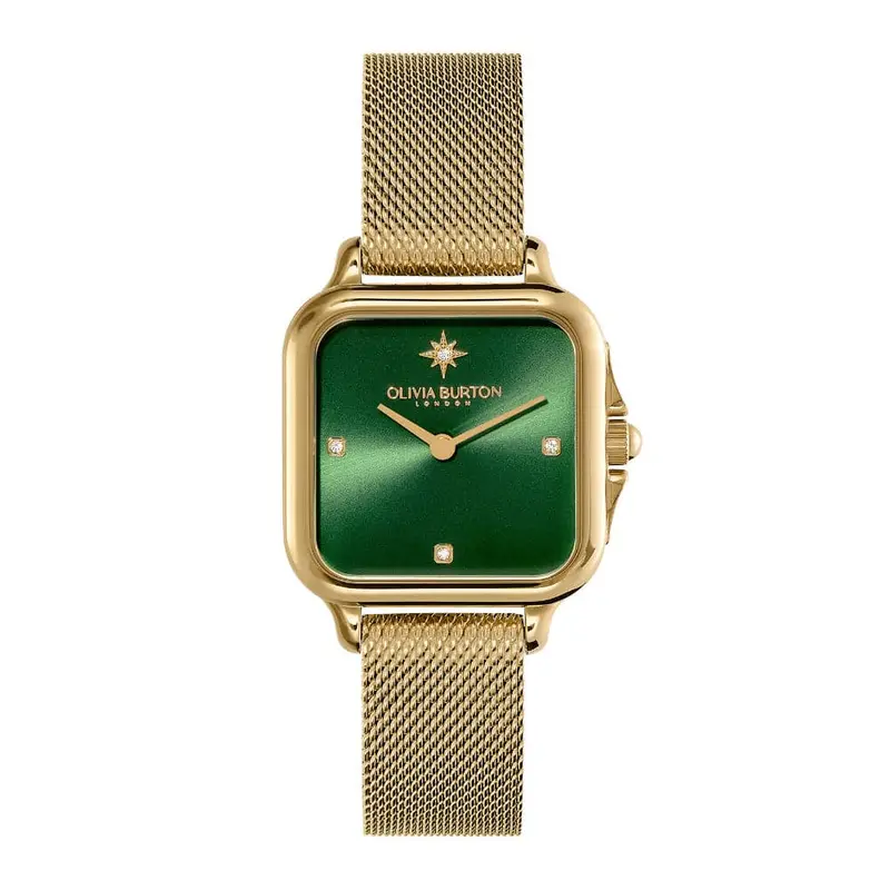 Olivia Burton Grosvenor Green & Gold Milanese Strap Women Watch 24000087 1