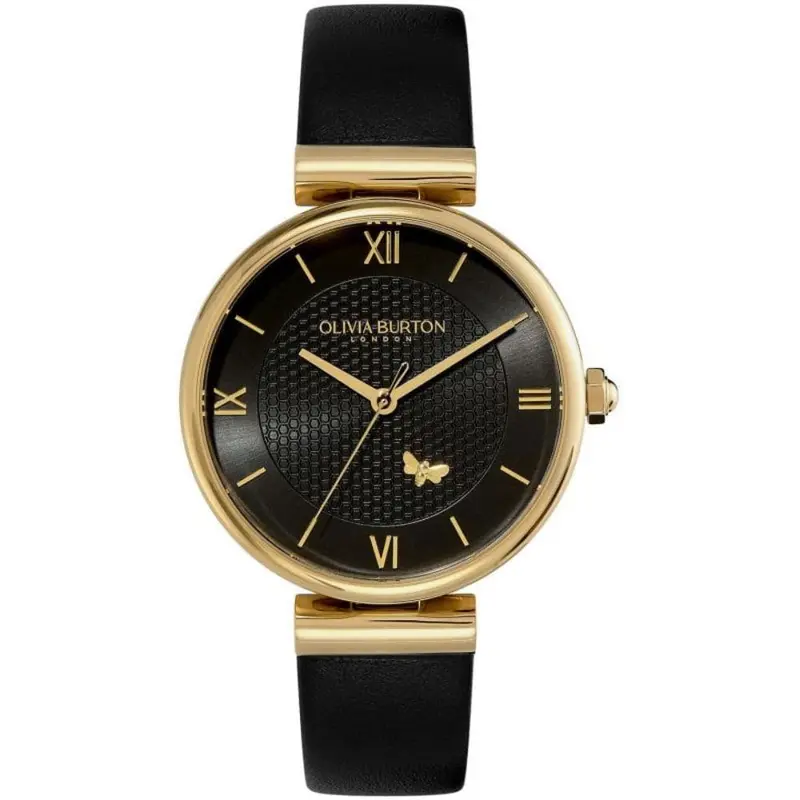 Olivia Burton Minima Bee Black Dial Leather Strap Women Watch 24000099 1