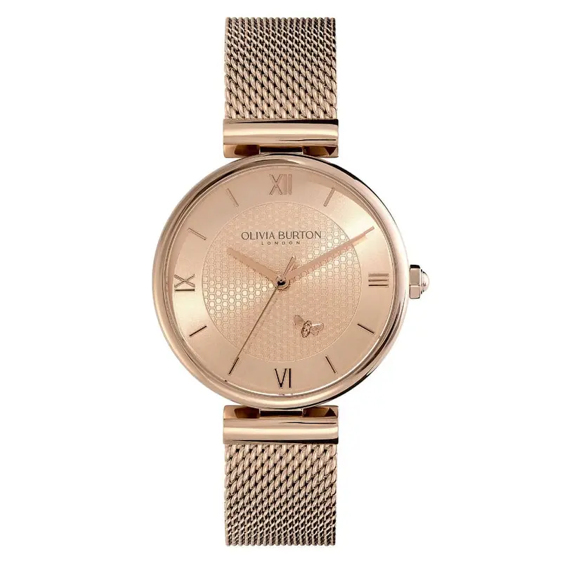 Olivia Burton Minima Bee Rose Gold Milanese Strap Women Watch 24000097 1