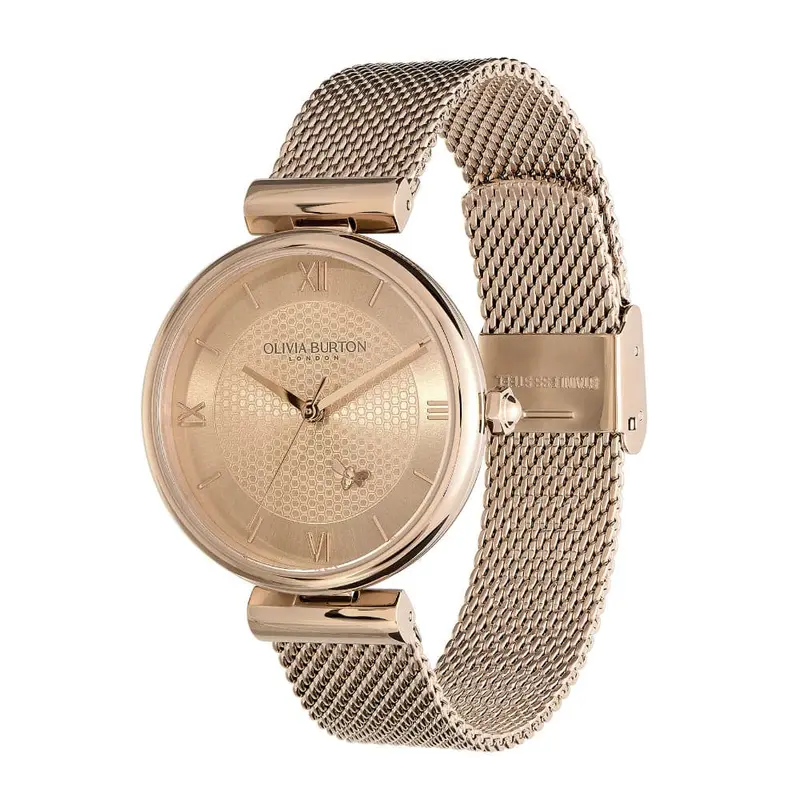 Olivia Burton Minima Bee Rose Gold Milanese Strap Women Watch 24000097 2