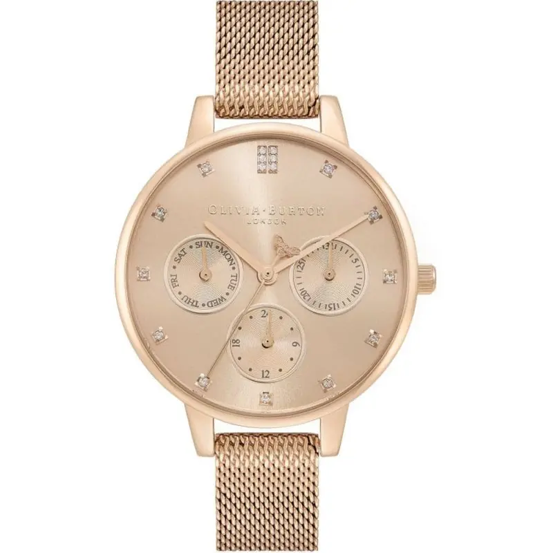 Olivia Burton Multifunction Carnation Rose Gold Mesh Women Watch 24000008 1