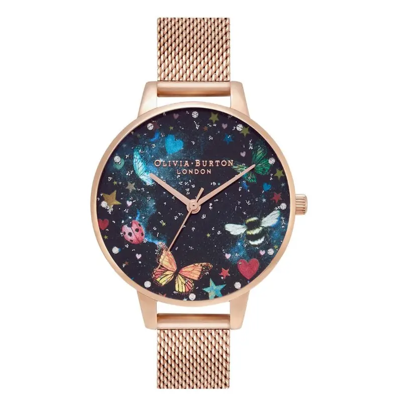 Olivia Burton Night Garden Dial With Rose Gold Mesh Bracelet Women Watch Ob16wg90 1