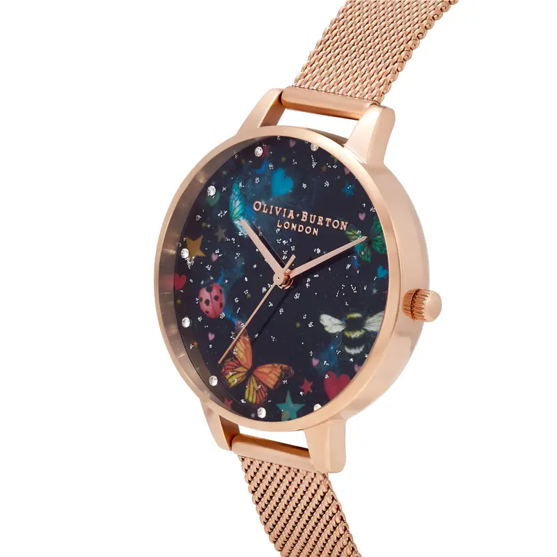 Olivia Burton Night Garden Dial With Rose Gold Mesh Bracelet Women Watch Ob16wg90 2