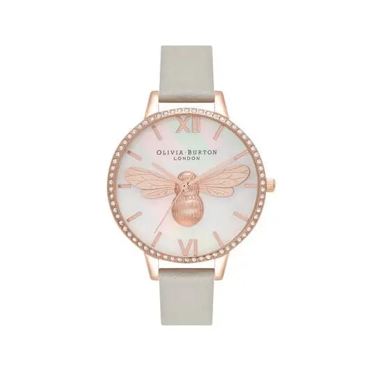 Olivia Burton Ob16bb17 Lucky Bee Demi Dial Grey & Rose Gold Women's Watch 1