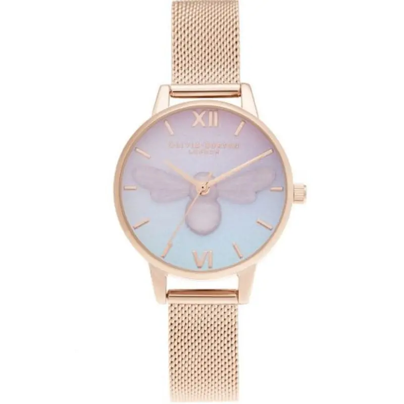 Olivia Burton Ob16cd09 Sweet Bee Midi Rose Gold Mesh Women's Watch 1