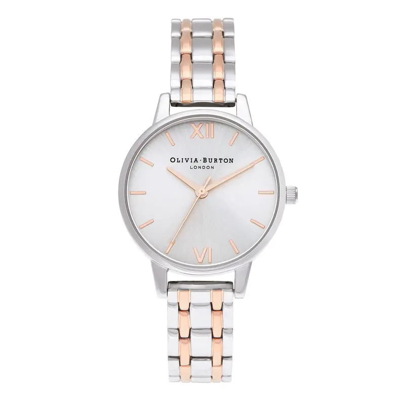 Olivia Burton Ob16en01 The England 30Mm Silver & Carnation Gold Bracelet Watch 1