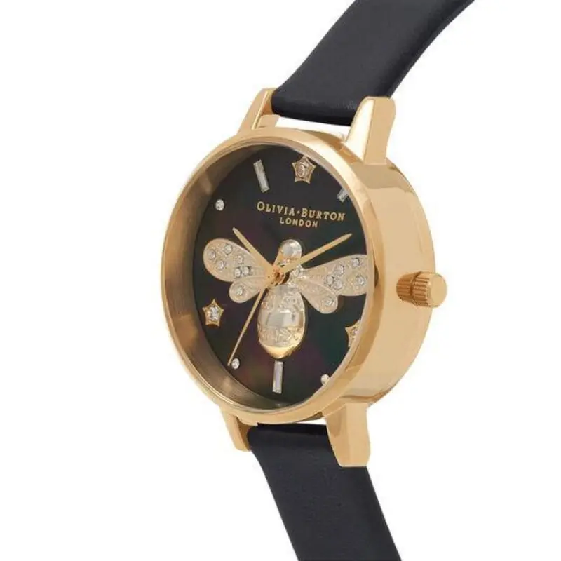 Olivia Burton Ob16gb08 Sparkle Bee Black & Gold Women's Watch 2