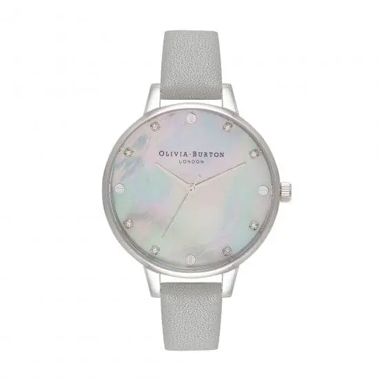 Olivia Burton Ob16se16 Grey Mother Of Pearl Demi Dial & Silver Women's Watch 1