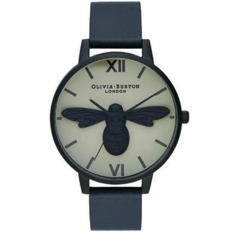 Olivia Burton Ob16shb05 Shore Ditch Bee Matte Black Leather Women's Watch 1