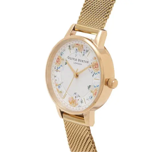 Olivia Burton Ob16tp01 Tea Party Midi Dial Gold Mesh Women's Watch 2