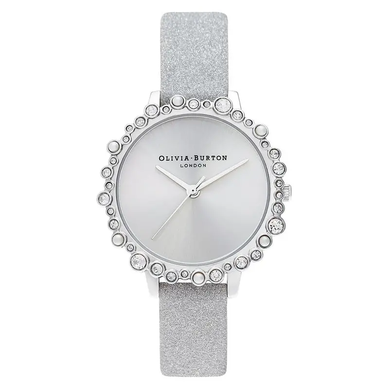 Olivia Burton Ob16us52 Bubble Case Gray Dial Glittery Strap Watch 1