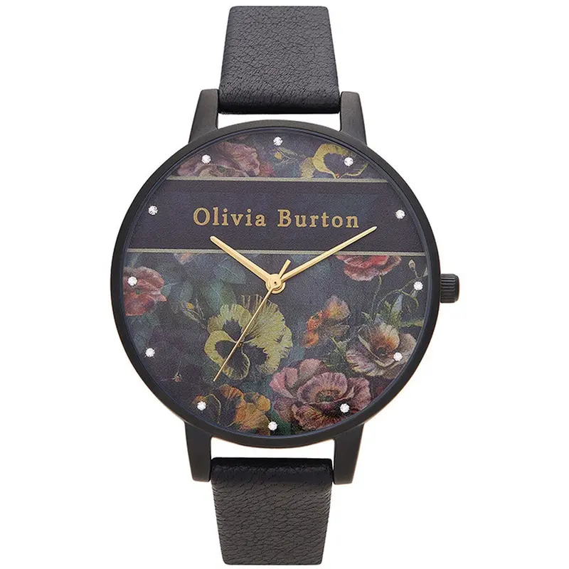 Olivia Burton Ob16vs05 Pale Crystals Black Strap Watch 1