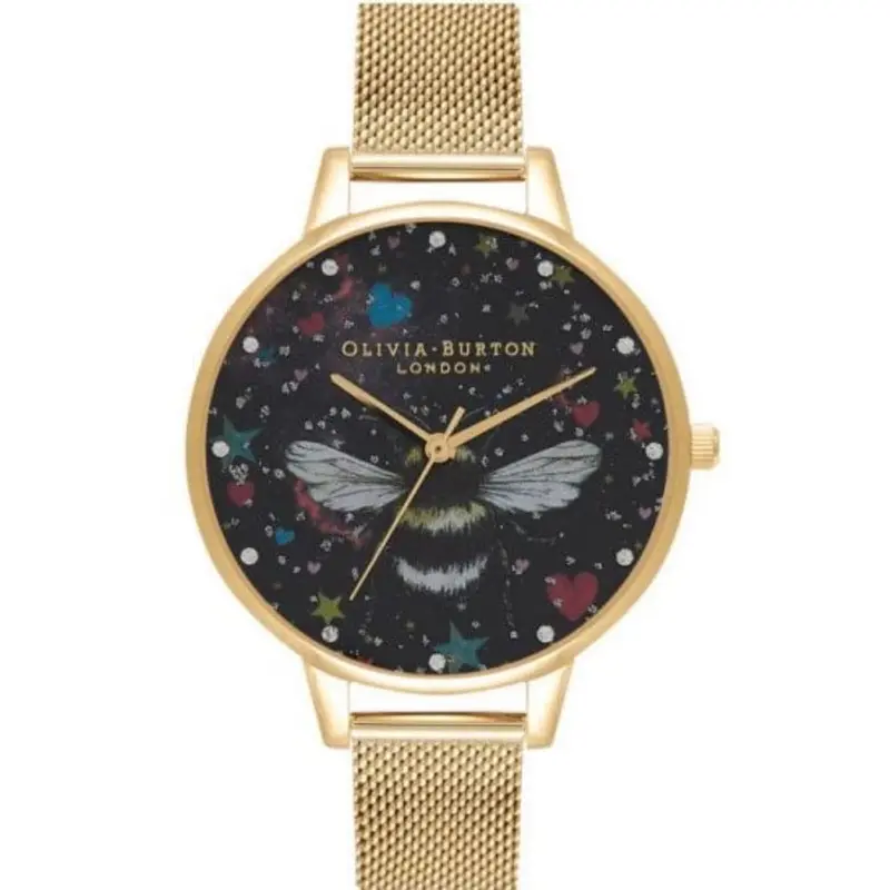Olivia Burton Ob16wg85 Bee Demi Night Garden Gold Tone Mesh Strap Women's Watch 1